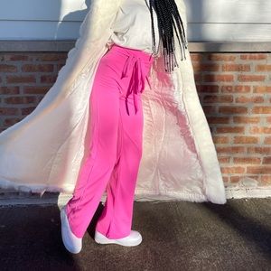 Hot pink flared tied pants